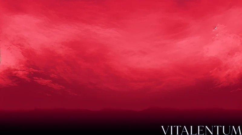 AI ART Red Cloudscape with Bright Light and Puffy Clouds