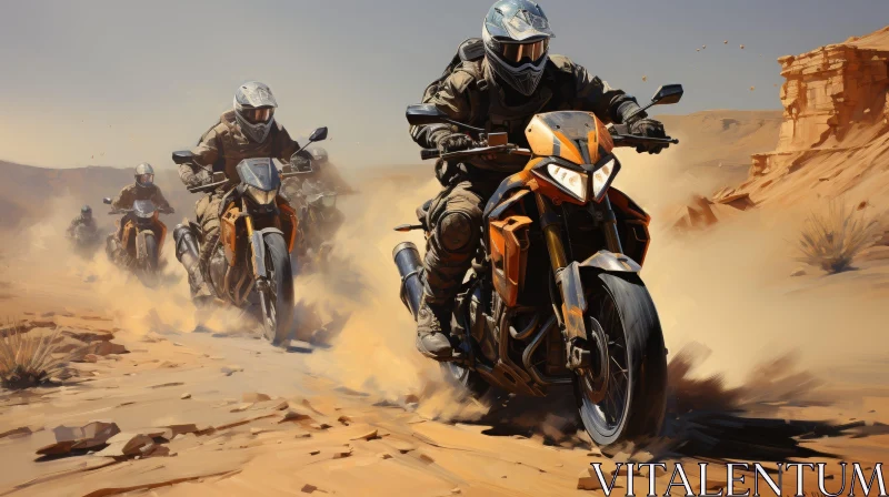 Thrilling Desert Motorcycle Adventure AI Image