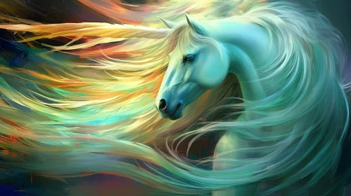 White Horse Painting in Nature