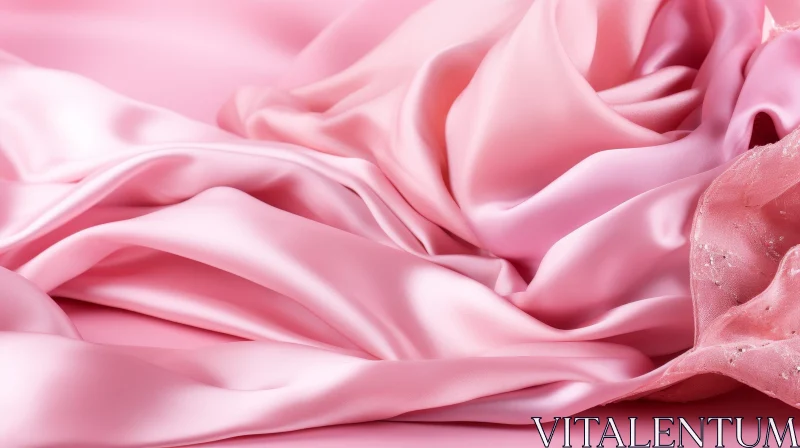 Elegant Pink Silk Fabric Close-Up AI Image