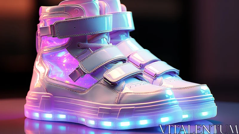 Futuristic Glowing Sole White High-Top Sneakers AI Image