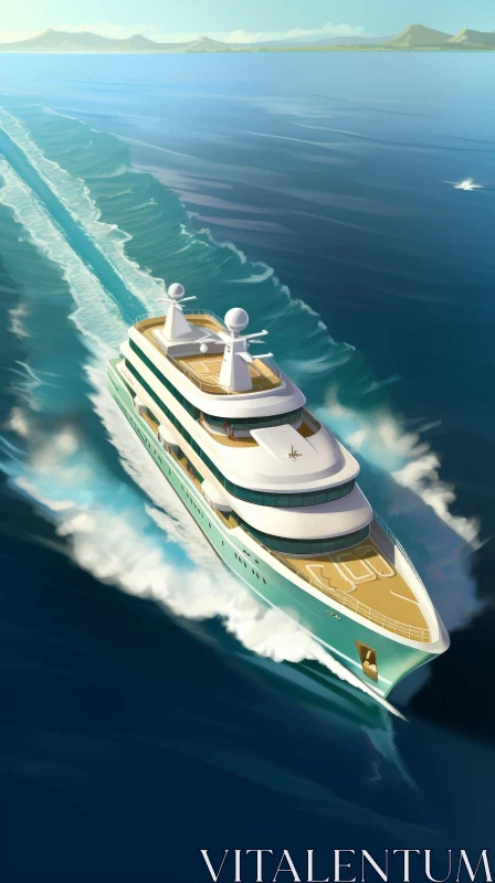 AI ART Luxury Yacht Cruising at High Speed on Blue Waters