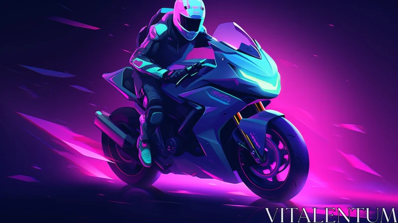 Man Riding Motorcycle Digital Painting AI Image