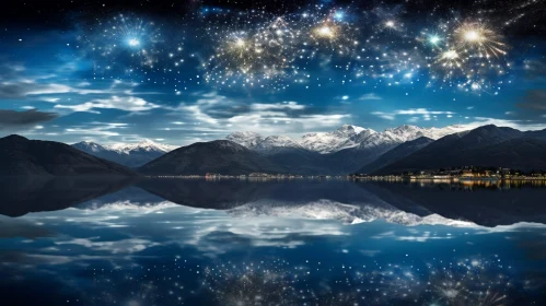 Starry Night Mountain Landscape - Serene Beauty Captured