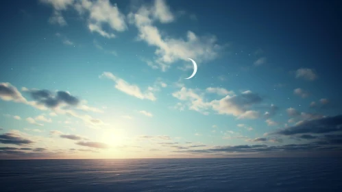 Winter Serenity: Moonlit Snowscape