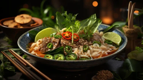 Delicious Vietnamese Pho with Beef and Herbs