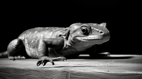Detailed Black and White Lizard Close-Up