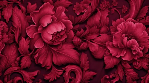 Intricate Red Floral Pattern for Wallpaper or Fabric