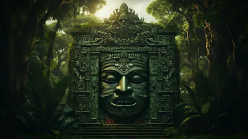 Mayan Temple in Jungle Digital Painting