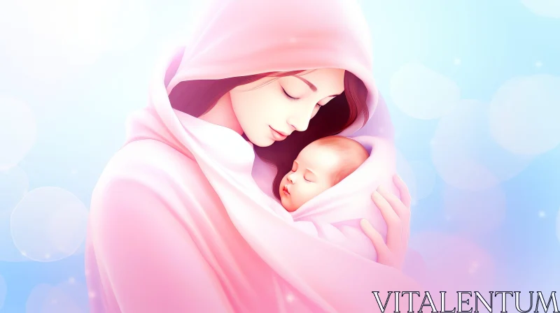 Mother and Baby Painting - Heartwarming Artwork AI Image