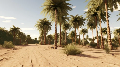 Tranquil Palm Tree Desert Landscape