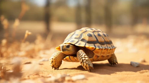 Desert Tortoise Crawling on Sand - Wildlife Encounter