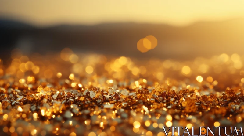 AI ART Golden Nugget Pile: Luxurious Sunlit Landscape