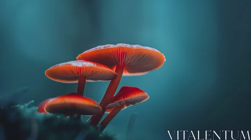 Red Mushrooms in Forest: Close-up Nature Photography AI Image