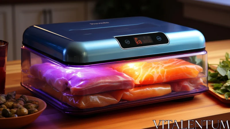 Blue Food Vacuum Sealer in Modern Kitchen AI Image
