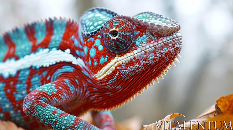 AI ART Colorful Chameleon Close-Up in Natural Setting