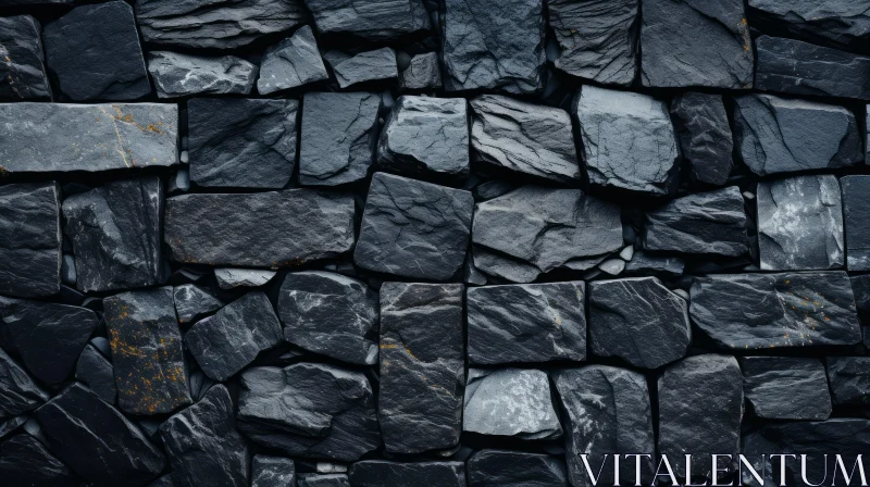 AI ART Dark Gray Stone Wall - Texture and Moss Details
