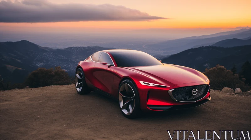 AI ART Striking Mazda Sports Car Concept on the Mountainside | Red Maroon Design