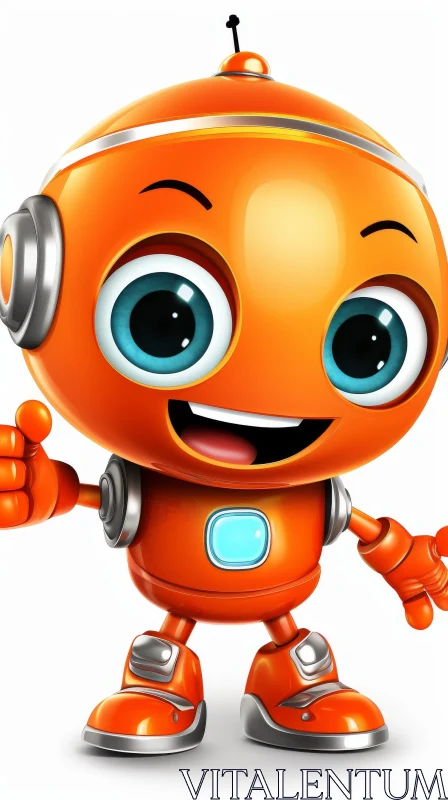Adorable Cartoon Robot with Thumbs-Up Gesture AI Image