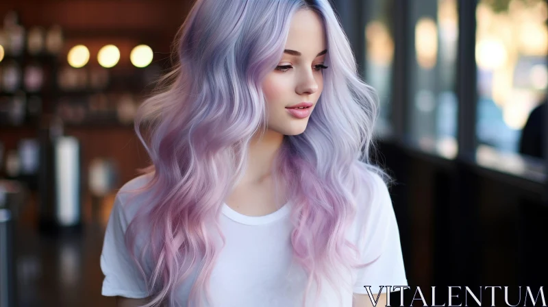Young Woman with Purple Hair - Portrait Image AI Image