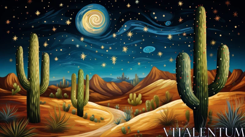 AI ART Enchanting Desert Night Painting