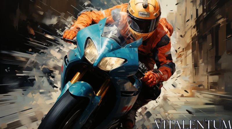 Fast and Exciting Motorcycle Ride in Urban Setting AI Image