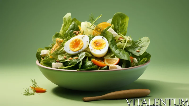 AI ART Fresh Salad with Boiled Egg and Orange Slices
