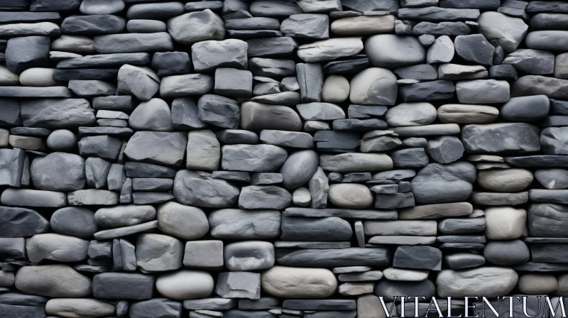 Rustic Dry Stone Wall - Hand-Built Gray Stones AI Image