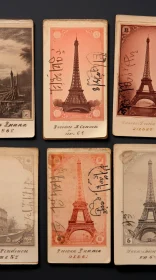 Antique Sepia Eiffel Tower Cabinet Cards Collection