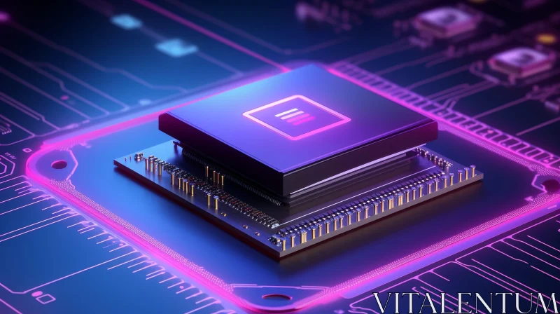 Detailed Close-Up of Computer Processor on Circuit Board AI Image