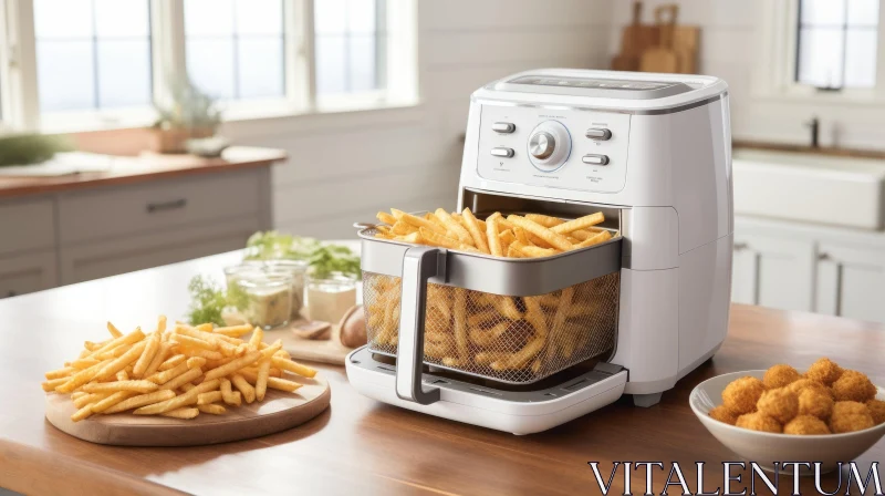 Efficient Modern Air Fryer on Kitchen Counter AI Image