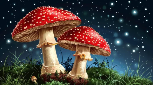 Enchanting Night Forest Mushrooms