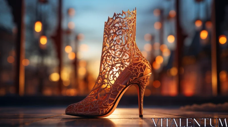 Golden High-Heeled Shoe: Luxury and Elegance AI Image