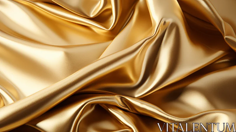 Luxurious Gold Silk Fabric Close-Up AI Image