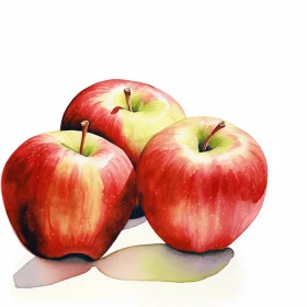 Realistic Watercolor Apples: Hyper-Detailed Still Life Illustrations