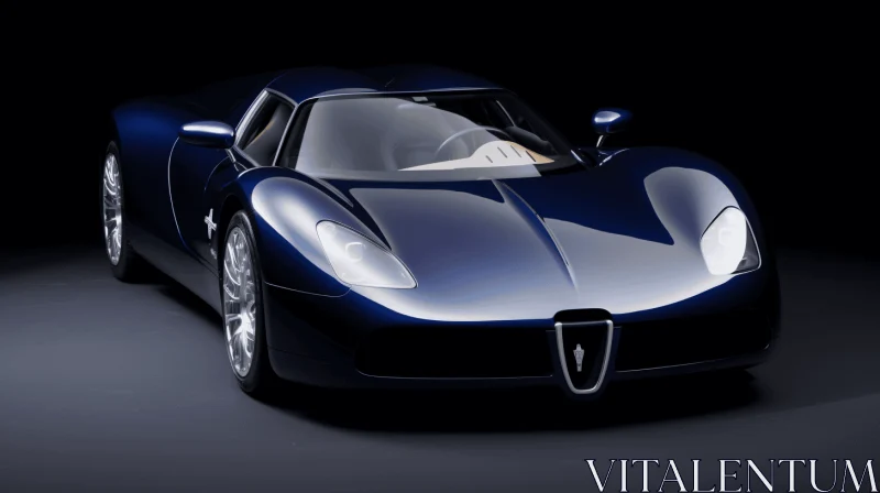 Sleek Automobile in Black and Blue | Vray Tracing | Captivating Image AI Image