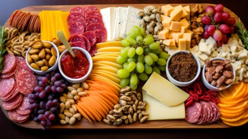Exquisite Charcuterie Board with Meats, Cheeses, Fruits, and Nuts