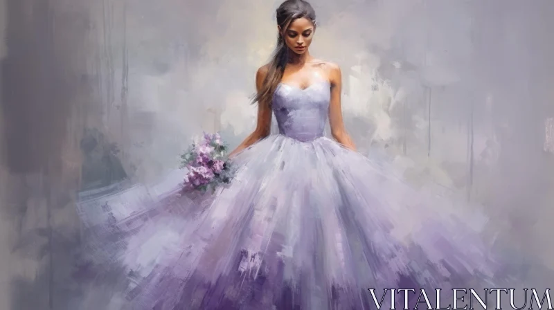 AI ART Graceful Woman in Purple Dress Painting