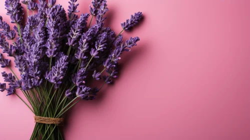 Bouquet of Lavender Flowers on Pink Background