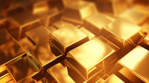 Golden Cubes Stacked - 3D Rendering