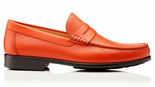 Orange Leather Loafer - Stylish Footwear for Casual Occasions