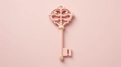 Pink Vintage Key on Background