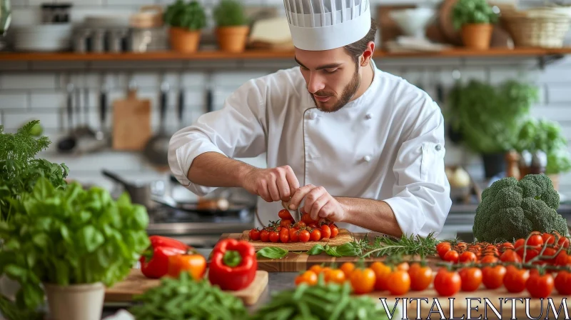 Professional Chef Cooking Fresh Ingredients AI Image