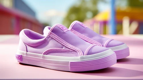Stylish Purple Slip-On Sneakers on Pink Surface