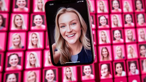 Young Woman's Photo on Smartphone Screen