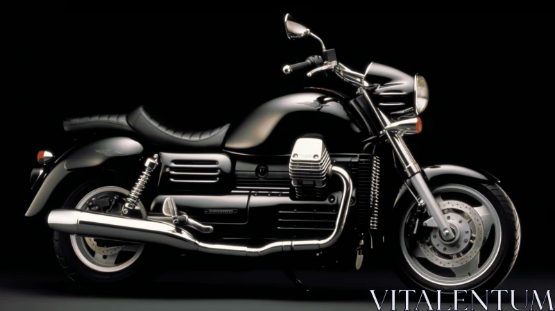Bold and Striking Black Motorcycle on Dark Background AI Image