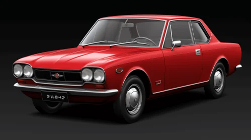 Captivating Red Classic Car on Black Stage | Realistic Rendering