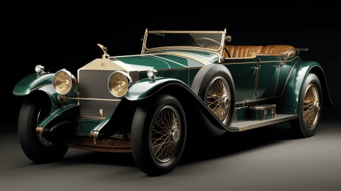 Vintage Rolls Royce Car: Green and Gold | Narrative Elegance