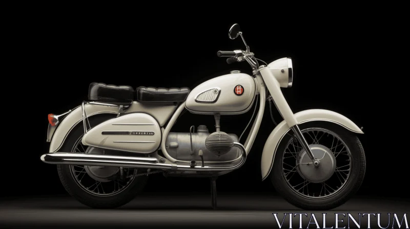 White Motorcycle Against Black Background - Mid-Century Staging AI Image