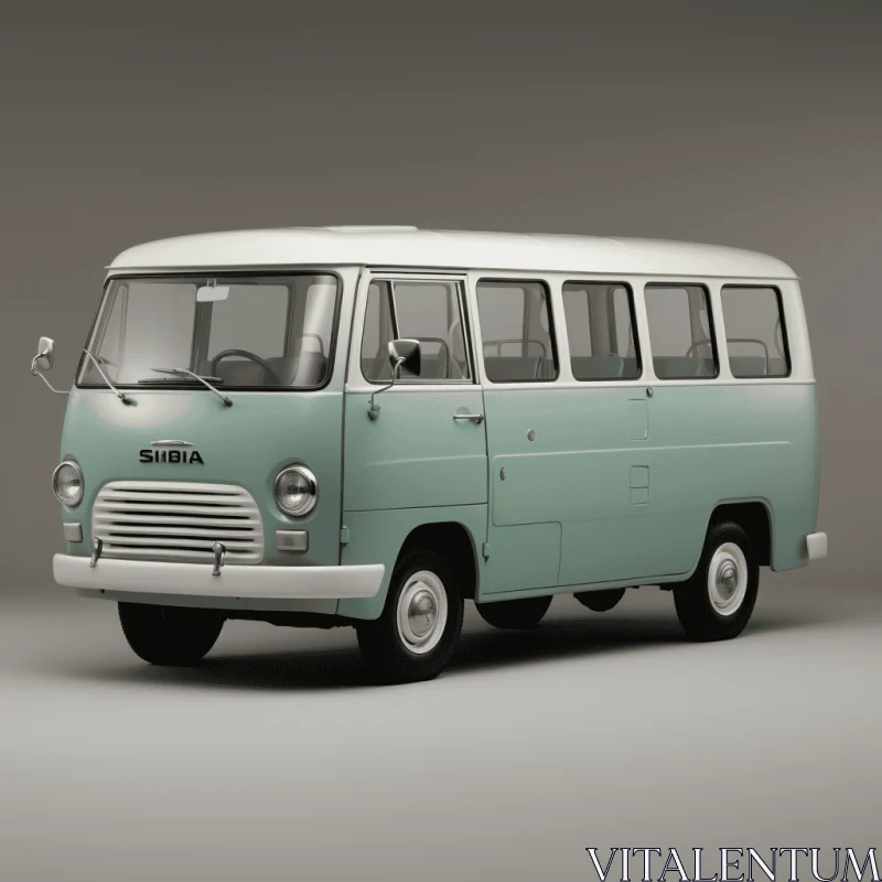 Vintage Green Bus on Grey Background | Photorealistic Renderings AI Image